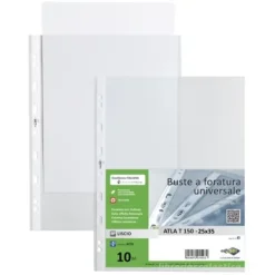 Confezione 10 buste Atla T 150 foratura universale cm 25x35