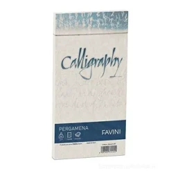 Confezione 25 buste carta pergamena Calligraphy cm 11x22 gr 90 colore naturale