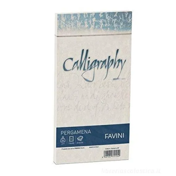 Confezione 25 buste carta pergamena Calligraphy cm 11x22 gr 90 colore naturale