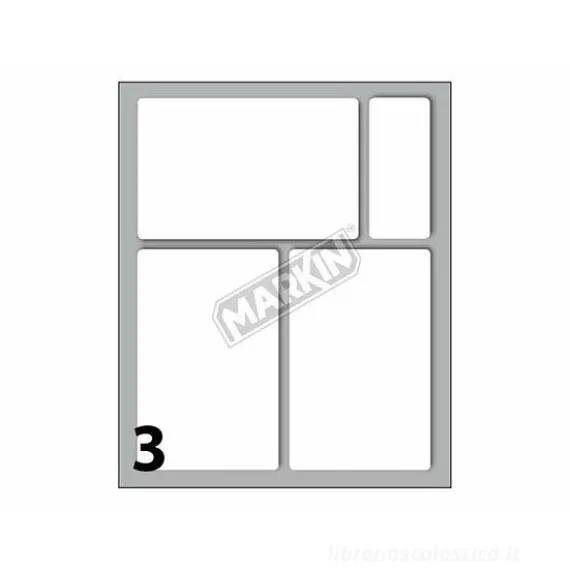 Confezione 10 buste da 10 fogli formato A6 etichette autoadesive 83x53mm carta bianca Markin