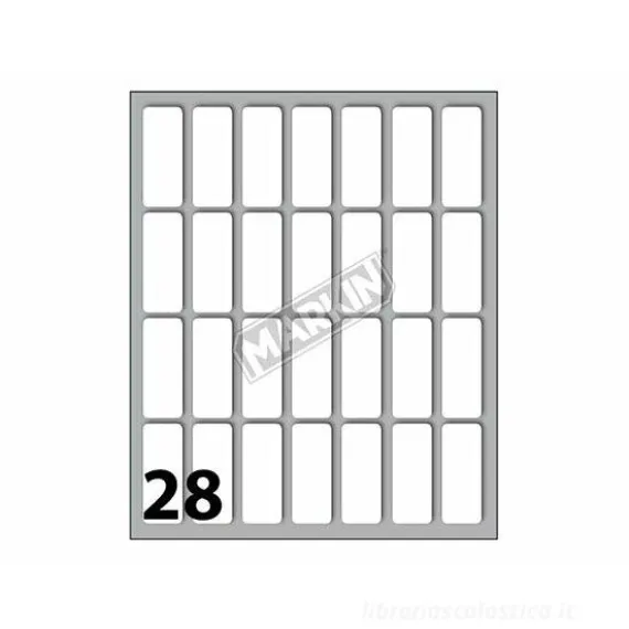 Confezione 10 buste da 10 fogli formato A6 etichette autoadesive 34x14mm carta bianca Markin