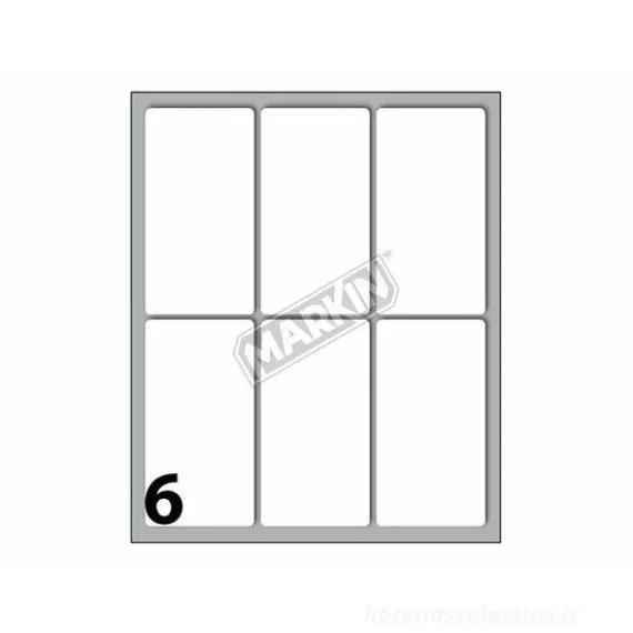 Confezione 10 buste da 10 fogli formato A6 etichette autoadesive 70x37mm carta bianca Markin