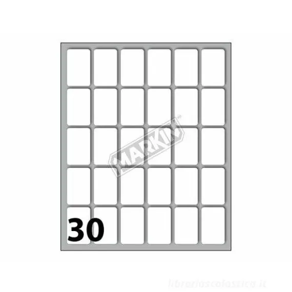 Confezione 10 buste da 10 fogli formato A6 etichette autoadesive 27x17mm carta bianca Markin