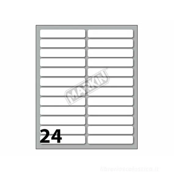 Confezione 10 buste da 10 fogli formato A6 etichette autoadesive 56x10mm carta bianca Markin