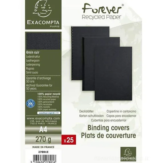Confezione 25 copertine per rilegatura in cartoncino nero formato A4