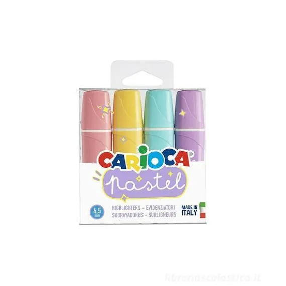 Confezione 4 evidenziatori con punta a scalpello Memolight Pastel