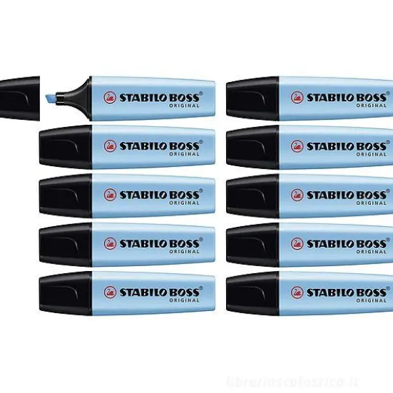Confezione 10 evidenziatori Stabilo Boss Original colore blu