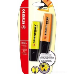 Confezione 2 evidenziatori Stabilo Boss Original giallo e arancio