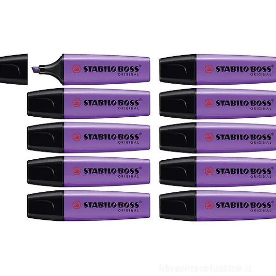 Confezione 10 evidenziatori Stabilo Boss Original colore lavanda