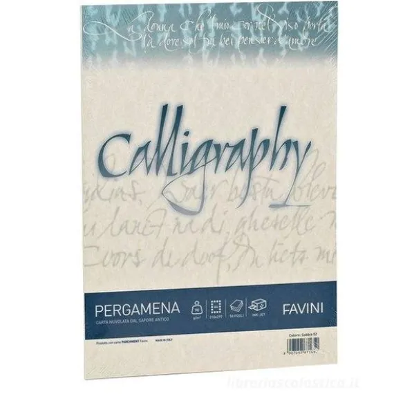Confezione 50 fogli carta pergamena Calligraphy A4 cm 21x29,7 gr 190 colore naturale