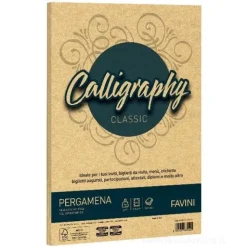 Confezione 50 fogli carta pergamena Calligraphy A4 cm 21x29,7 gr 90 colore oro