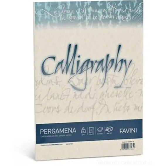 Confezione 50 fogli carta pergamena Calligraphy A4 cm 21x29,7 gr 90 colore naturale