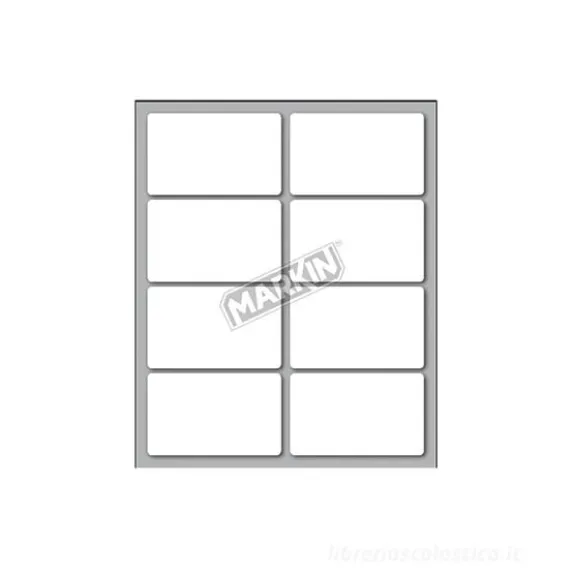 Confezione 10 fogli da 8 etichette autoadesive 56x34mm carta bianca Markin