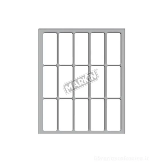 Confezione 10 fogli da 15 etichette autoadesive 46x20mm carta bianca Markin