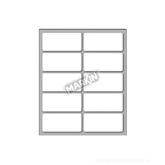 Confezione 10 fogli da 10 etichette autoadesive 56x26mm carta bianca Markin