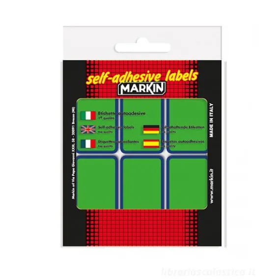Confezione 10 fogli da 6 etichette autoadesive 70x37mm carta verde Markin