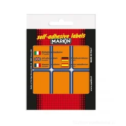 Confezione 10 fogli da 6 etichette autoadesive 70x37mm carta arancione Markin