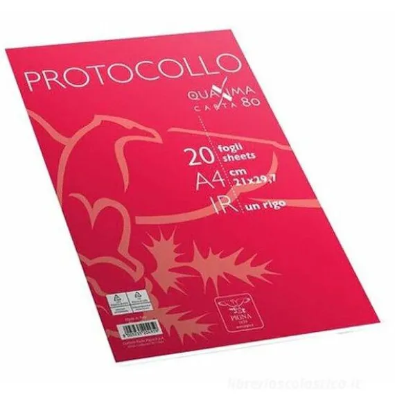 Confezione 20 fogli protocollo formato A4 1R