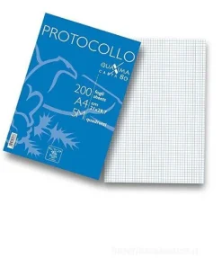 Confezione 200 fogli protocollo 80 grammi a quadretti 5 mm