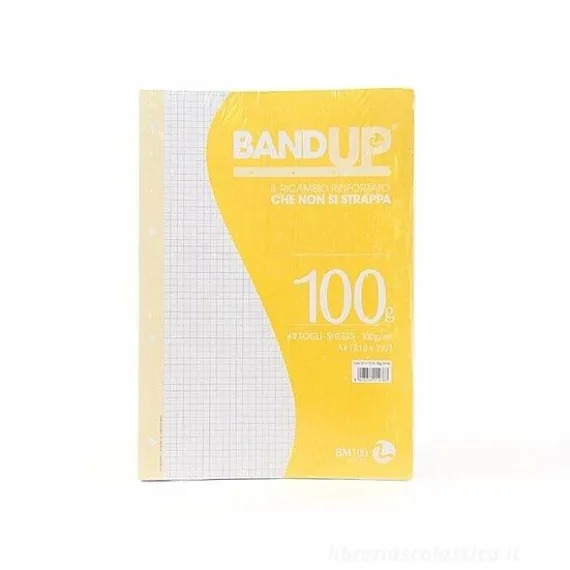 Confezione 40 fogli ricambio rinforzati A4 BandUp 100 gr. a quadretti 5 mm