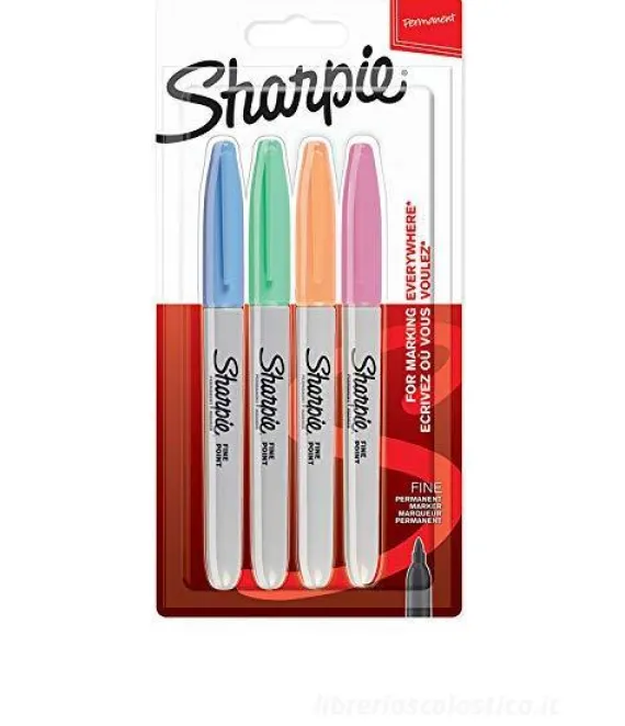 Confezione 4 marcatori indelebili colori pastello punta fine