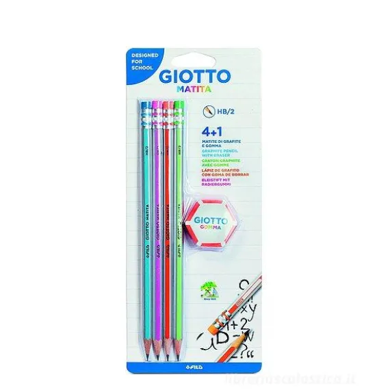 Confezione 4 matite HB e gomma Giotto