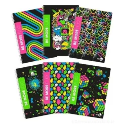 Confezione 5 Maxi quaderno spiralato 60 fogli 80 gr righe 5mm Fluo