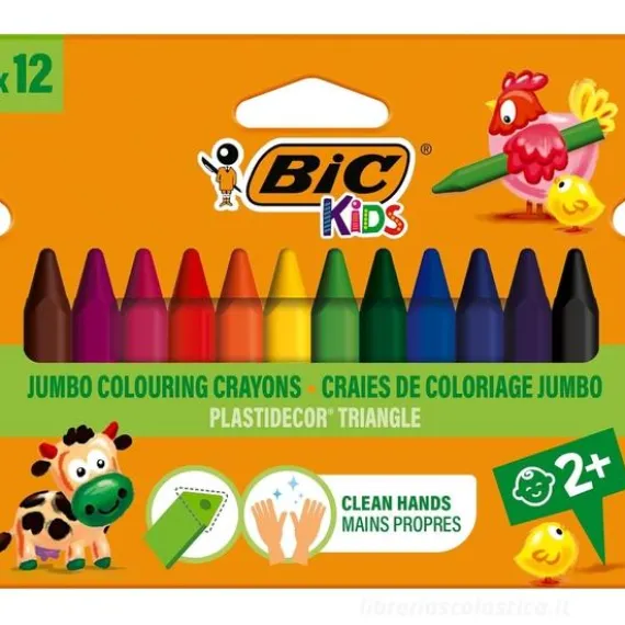 Confezione 12 pastelli a cera con fusto triangolare Plastidecor