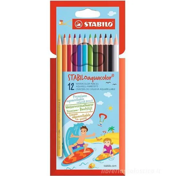 Confezione 12 pastelli acquerellabili Aquacolor