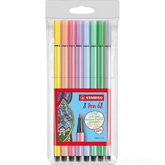 Confezione 8 pennarelli colori pastello Pen 68 Pastel