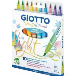 Confezione 10 pennarelli con punta a pennello Giotto Turbo Soft Brush Pastel