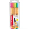 Confezione 6 pennarelli fineliner Point 88 Neon