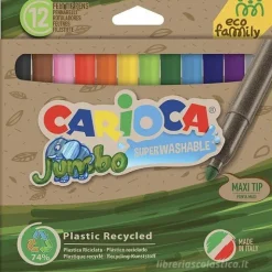 Confezione 12 pennarelli lavabili in plastica riciclata Eco Jumbo