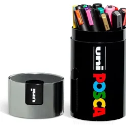 Confezione 18 pennarelli punta media 2,5 mm UniPosca Gift Box argento