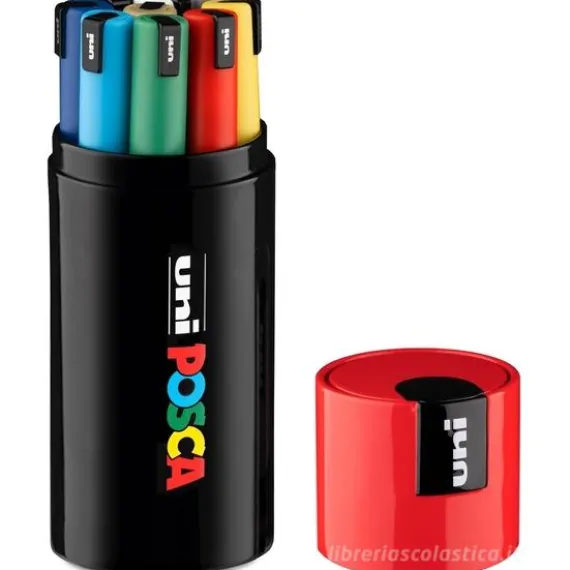 Confezione 9 pennarelli punta fine 0,7 mm UniPosca Gift Box rosso