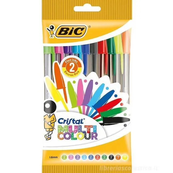 Confezione 10 penne a sfera Bic Cristal Multicolor colori assortiti