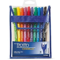 Confezione 10 penne colorate cancellabili Tratto Cancellik