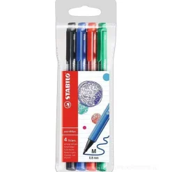 Confezione 4 penne colorate con punta in nylon PointMax