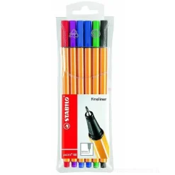 Confezione 6 penne colorate Fineliner Point 88