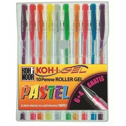 Confezione 10 penne colorate roller gel colori pastello