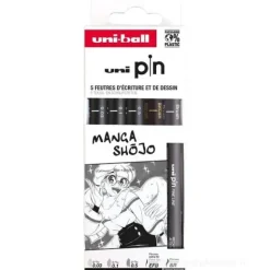 Confezione 5 penne fineliner Uni Pin Manga Shojo (M PIN ASP016)