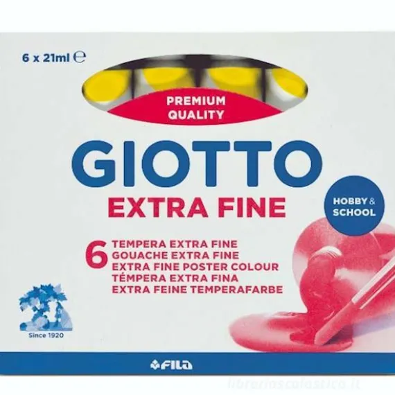 Confezione 6 pezzi tempera Giotto tubo ml 21 giallo limone