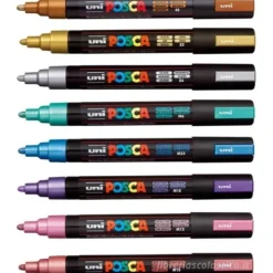 Confezione 8 pz. marcatore Posca punta media 4 Pz Colori Metal Assortiti (M PC5MM 8P)