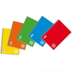Confezione 5 quaderni spiralati One Color formato A5 cm 15x21 60 fogli quadretti 4mm (colori assortiti)