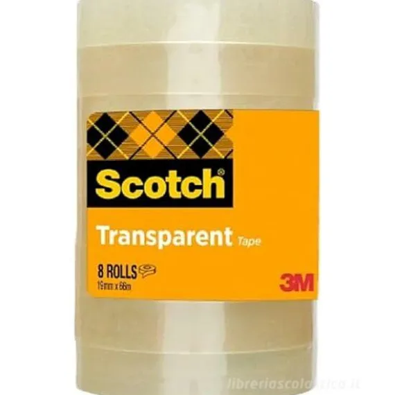 Confezione 8 rotoli nastro adesivo Scotch trasparente 19mm x 66 metri