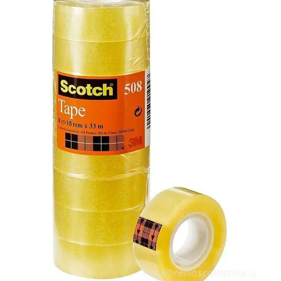 Confezione 10 rotoli nastro adesivo Scotch trasparente 15mm x 33 metri