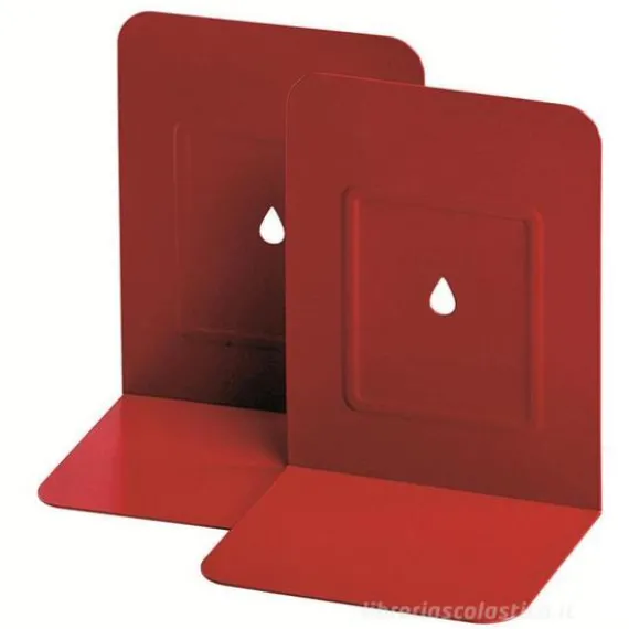 Coppia fermalibri in metallo verniciato rosso