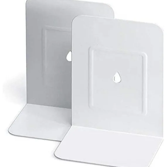 Coppia fermalibri in metallo verniciato bianco