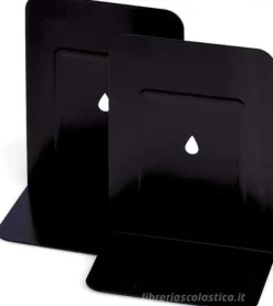 Coppia fermalibri in metallo verniciato nero