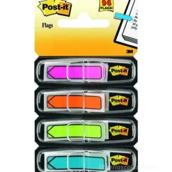 Dispenser mini Post-It segna pagina a forma di freccia 4 colori da 24 foglietti ciascuno